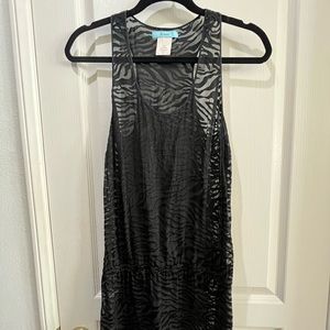 Marciano Guess double Dress in black with zebra like sheer pattern